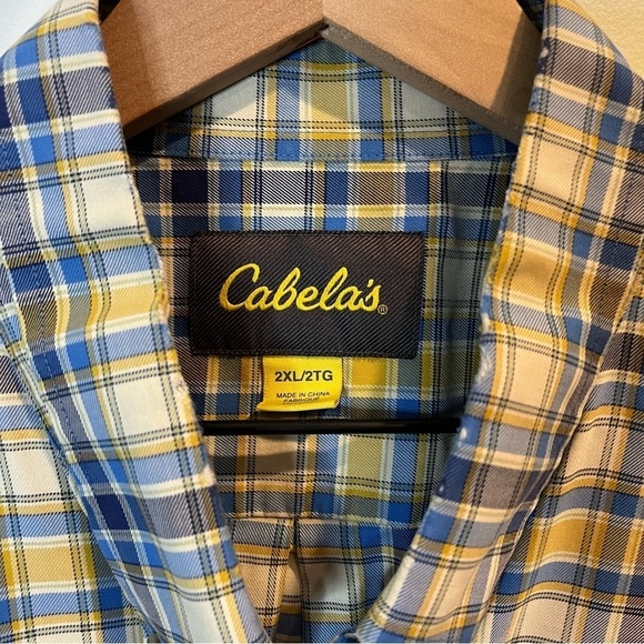 Men’s | Cabela’s Blue and Yellow Plaid Button Down | XXL - Picture 4 of 9